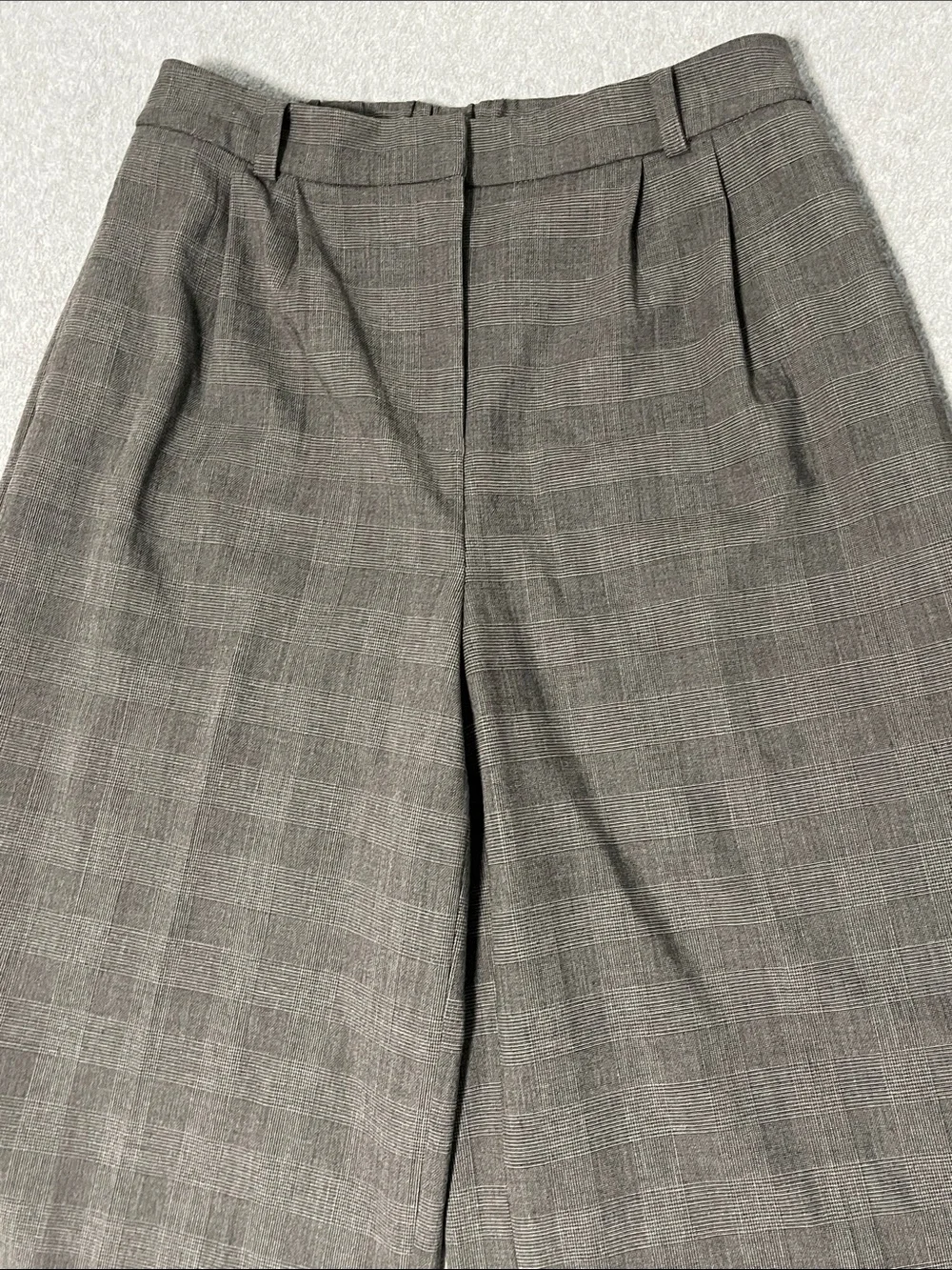 Open Edit Wide Leg Trouser Pants Size 12 Pleated Plaid High Rise Office Career